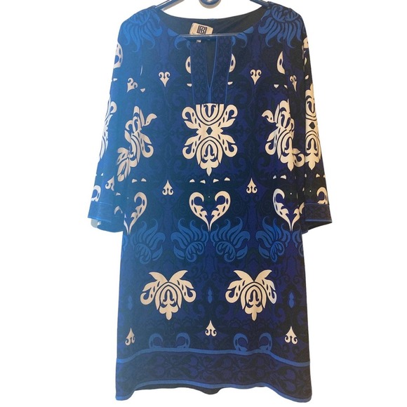 Laundry by Design Blue Pattern Shift Dress - Size 8 - Picture 1 of 4